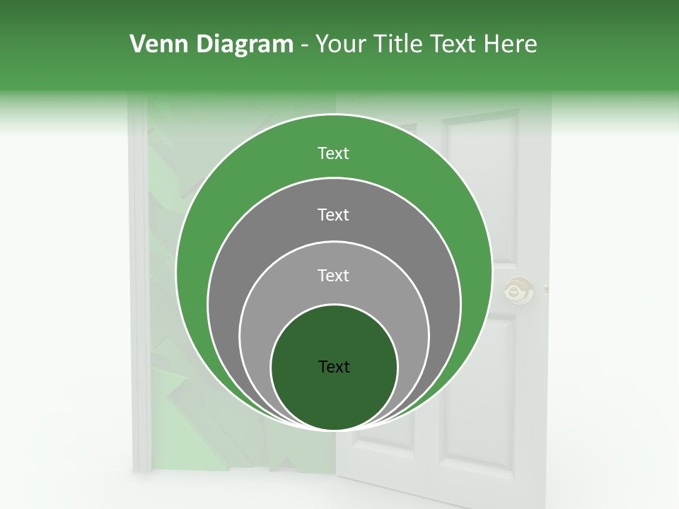 A White Doorway Is Opened To Reveal A Number Of Upward Growth Arrows PowerPoint Template