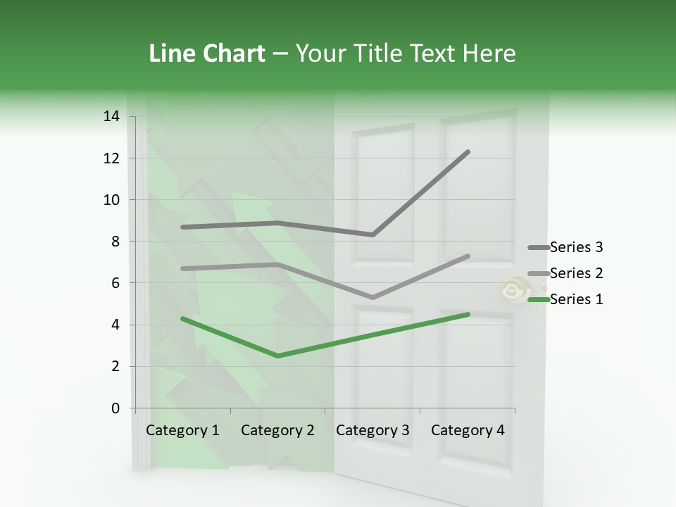A White Doorway Is Opened To Reveal A Number Of Upward Growth Arrows PowerPoint Template
