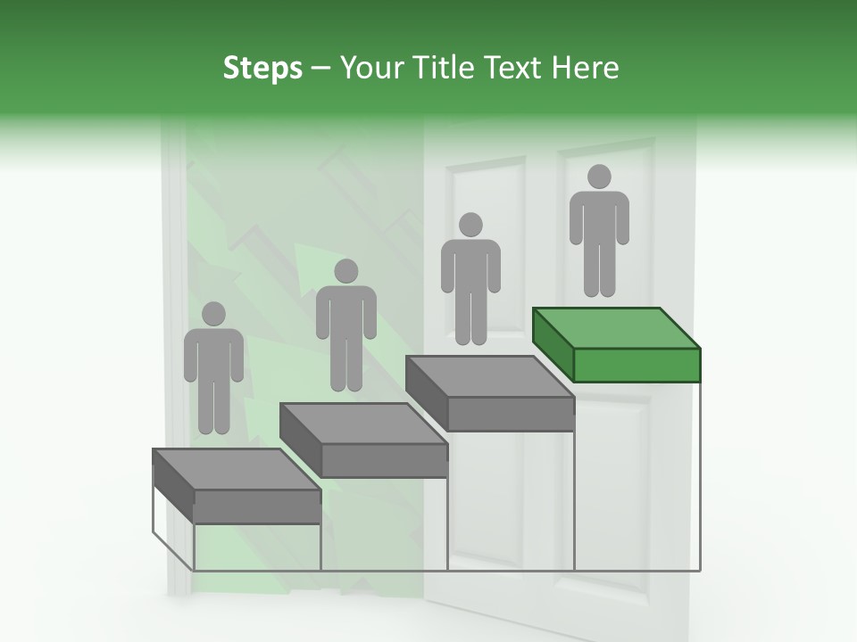 A White Doorway Is Opened To Reveal A Number Of Upward Growth Arrows PowerPoint Template