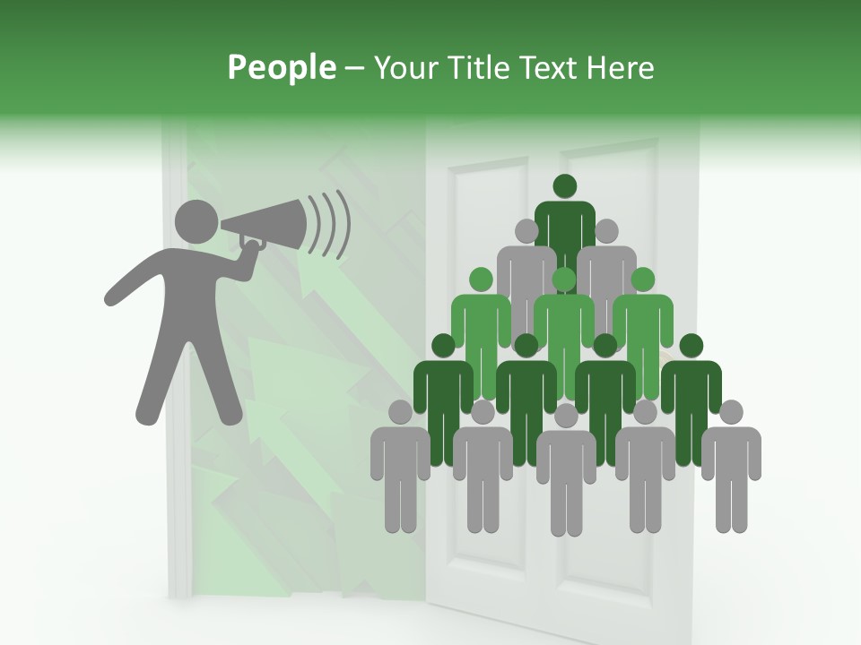 A White Doorway Is Opened To Reveal A Number Of Upward Growth Arrows PowerPoint Template