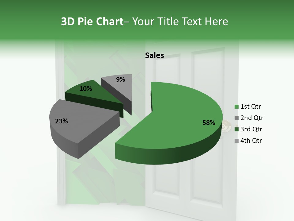 A White Doorway Is Opened To Reveal A Number Of Upward Growth Arrows PowerPoint Template