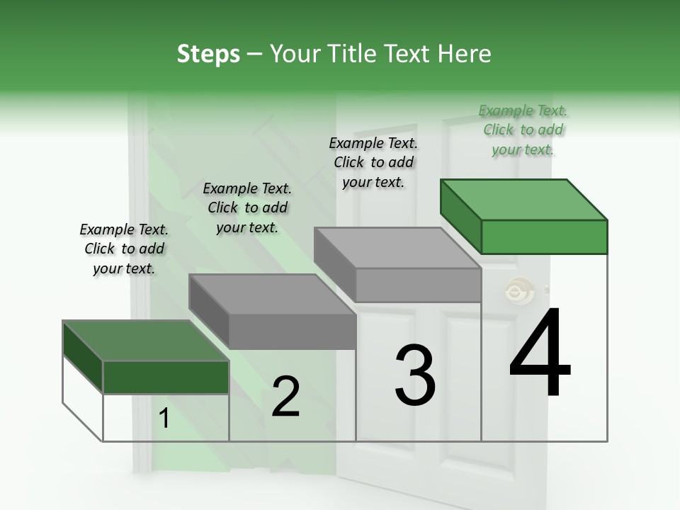 A White Doorway Is Opened To Reveal A Number Of Upward Growth Arrows PowerPoint Template