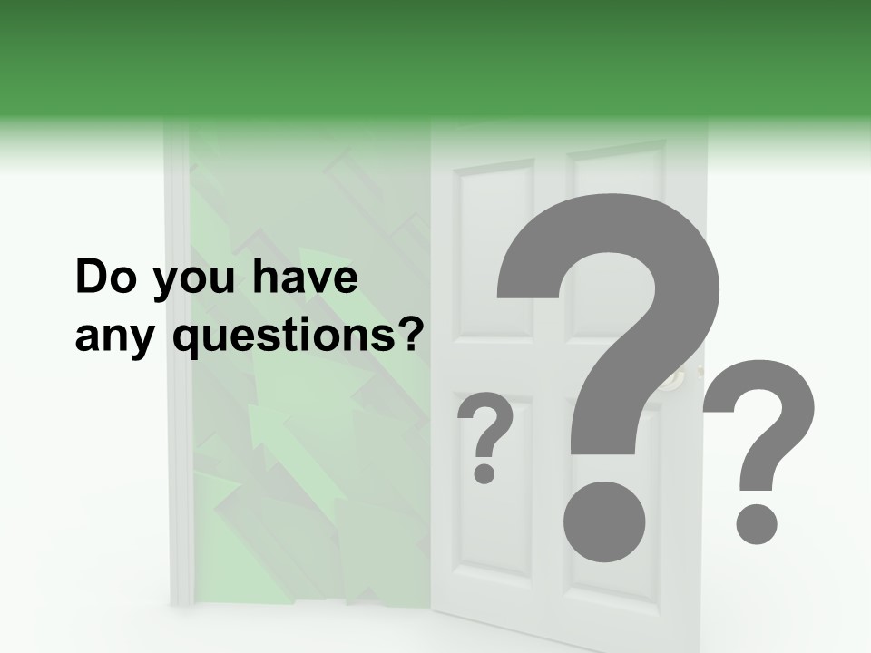 A White Doorway Is Opened To Reveal A Number Of Upward Growth Arrows PowerPoint Template