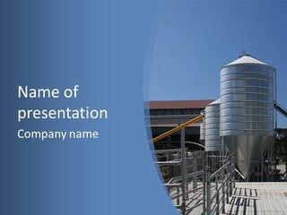 Dairy Farm Holding Pens And Grain Silo PowerPoint Template