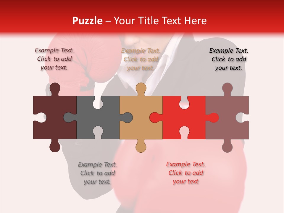 Portrait Of Beautiful And Young Business Woman Wearing Boxing Gloves PowerPoint Template