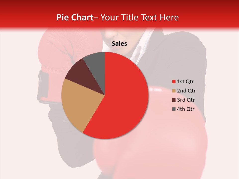 Portrait Of Beautiful And Young Business Woman Wearing Boxing Gloves PowerPoint Template