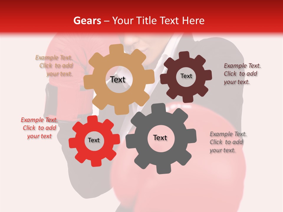 Portrait Of Beautiful And Young Business Woman Wearing Boxing Gloves PowerPoint Template