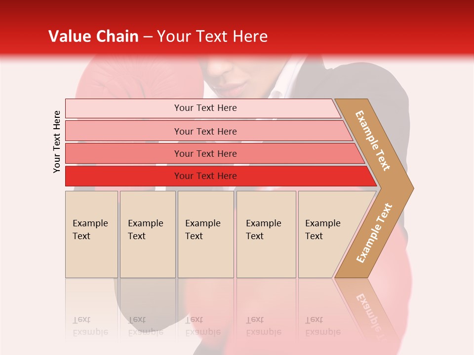 Portrait Of Beautiful And Young Business Woman Wearing Boxing Gloves PowerPoint Template