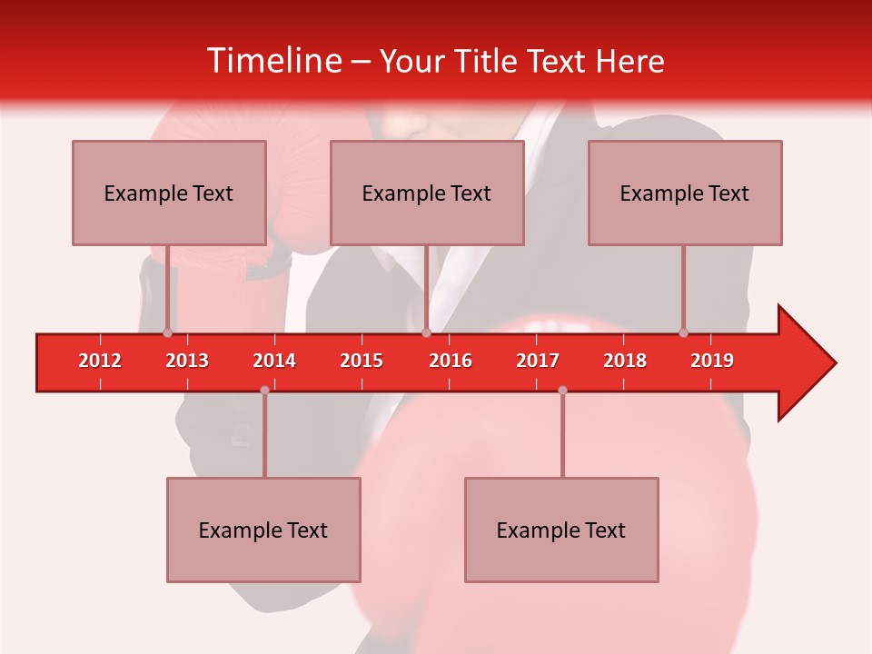 Portrait Of Beautiful And Young Business Woman Wearing Boxing Gloves PowerPoint Template