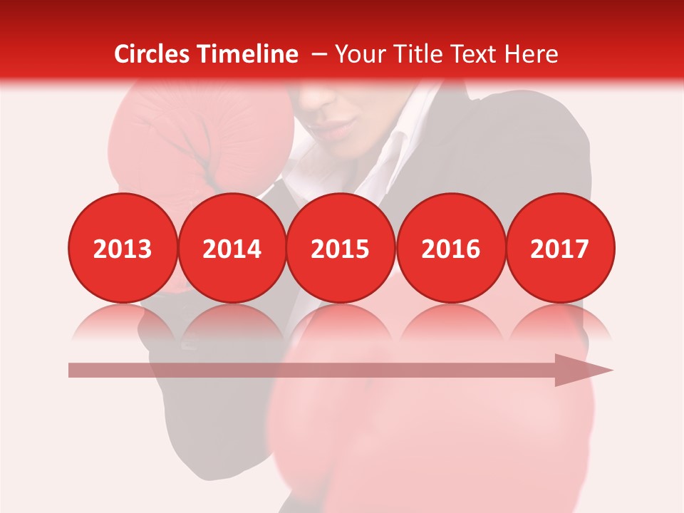 Portrait Of Beautiful And Young Business Woman Wearing Boxing Gloves PowerPoint Template