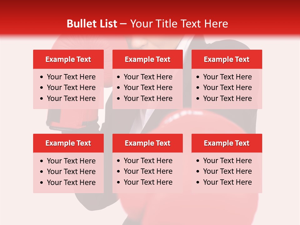 Portrait Of Beautiful And Young Business Woman Wearing Boxing Gloves PowerPoint Template