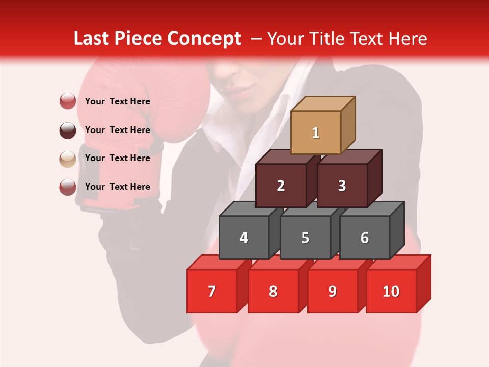 Portrait Of Beautiful And Young Business Woman Wearing Boxing Gloves PowerPoint Template