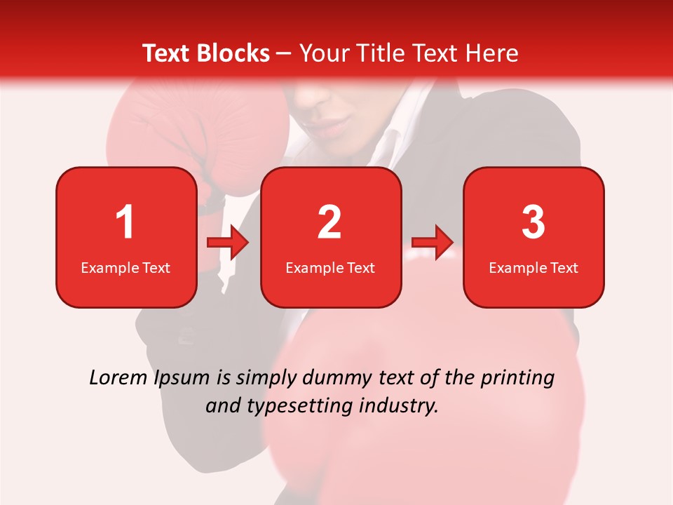 Portrait Of Beautiful And Young Business Woman Wearing Boxing Gloves PowerPoint Template