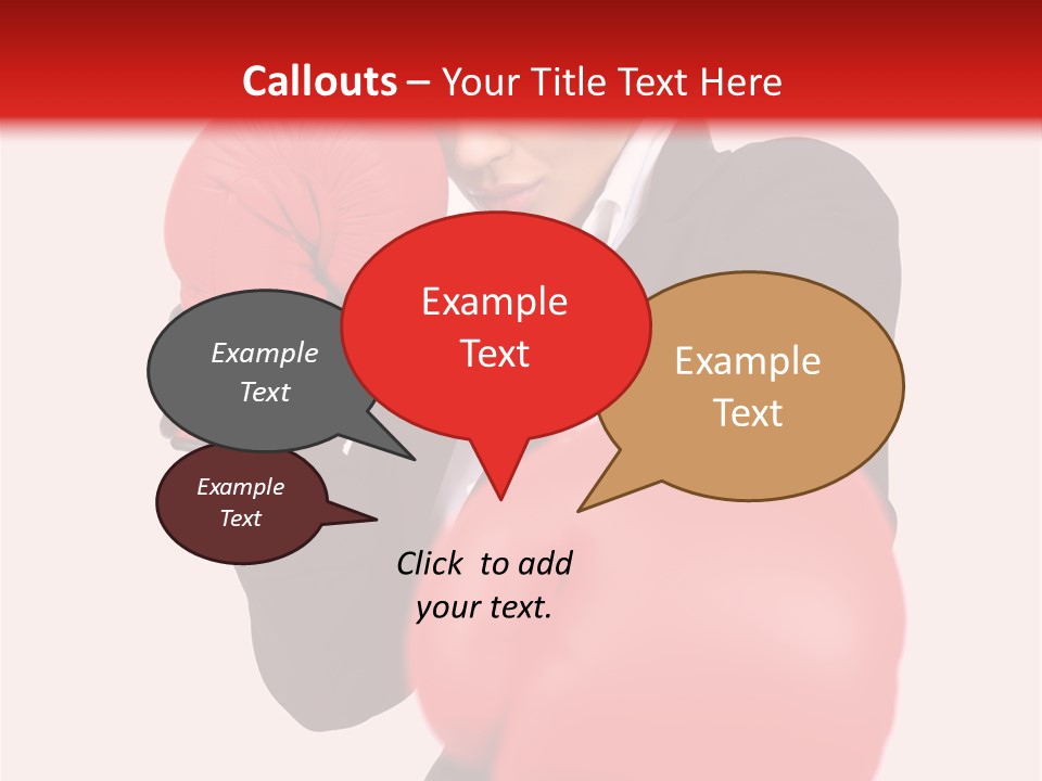 Portrait Of Beautiful And Young Business Woman Wearing Boxing Gloves PowerPoint Template