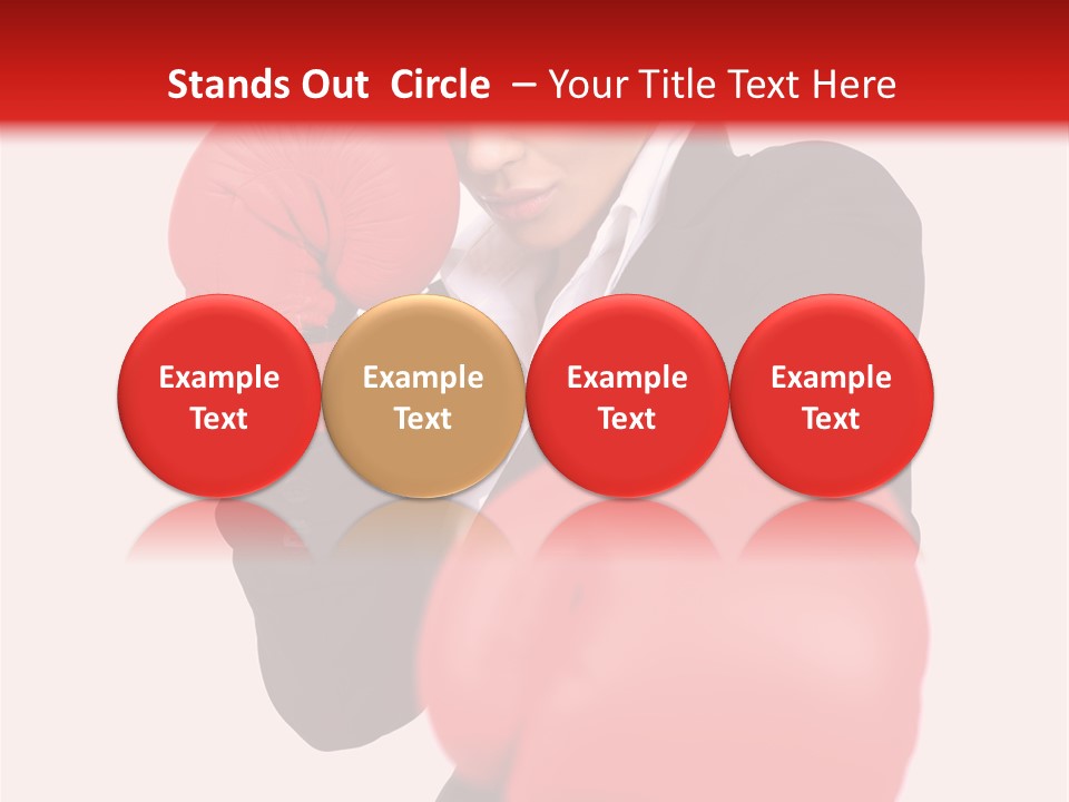 Portrait Of Beautiful And Young Business Woman Wearing Boxing Gloves PowerPoint Template