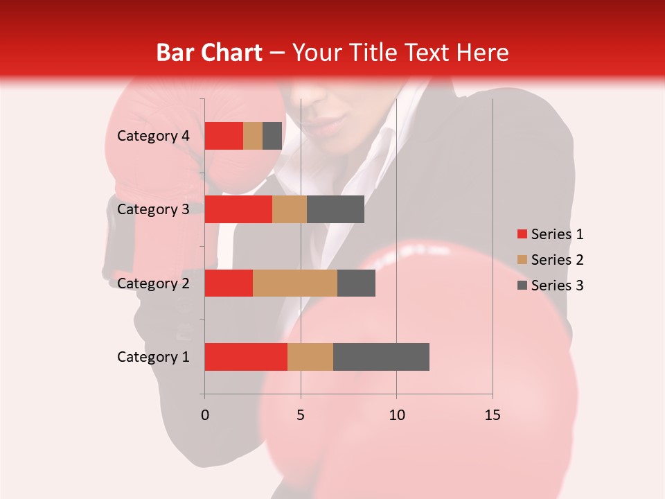 Portrait Of Beautiful And Young Business Woman Wearing Boxing Gloves PowerPoint Template