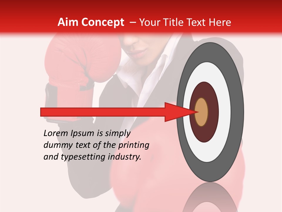 Portrait Of Beautiful And Young Business Woman Wearing Boxing Gloves PowerPoint Template