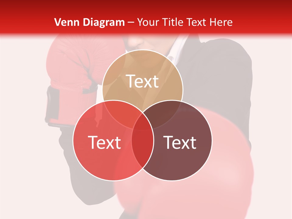 Portrait Of Beautiful And Young Business Woman Wearing Boxing Gloves PowerPoint Template