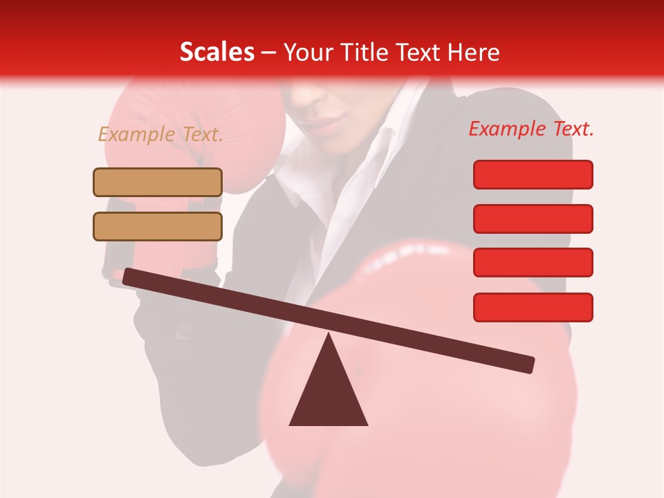 Portrait Of Beautiful And Young Business Woman Wearing Boxing Gloves PowerPoint Template