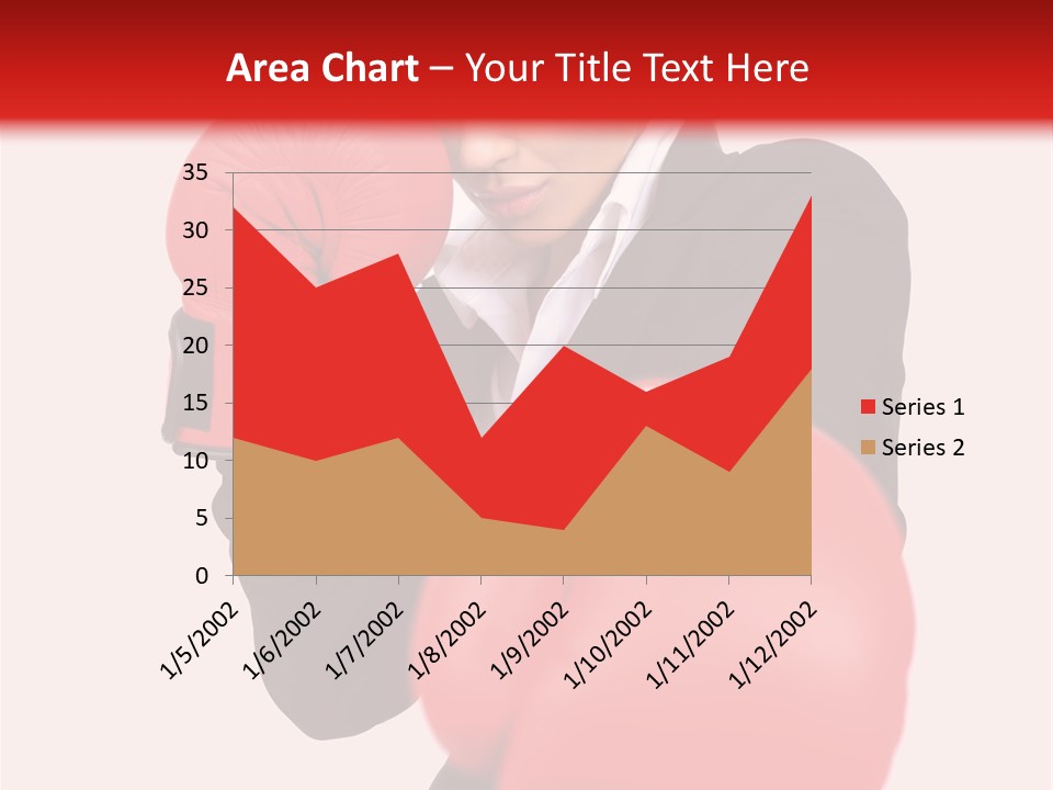 Portrait Of Beautiful And Young Business Woman Wearing Boxing Gloves PowerPoint Template