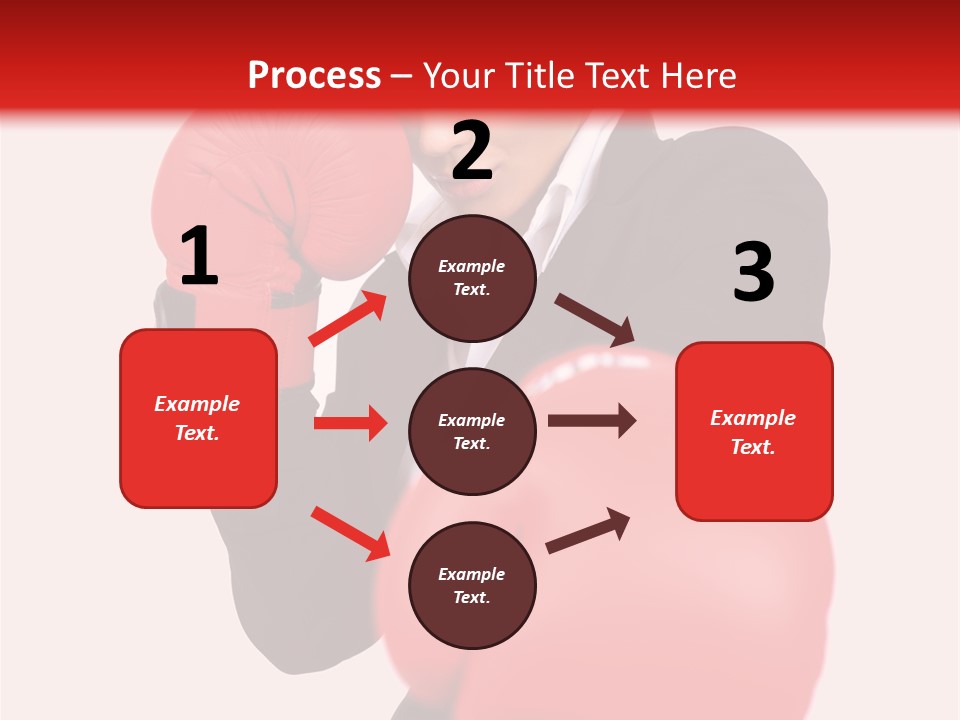 Portrait Of Beautiful And Young Business Woman Wearing Boxing Gloves PowerPoint Template