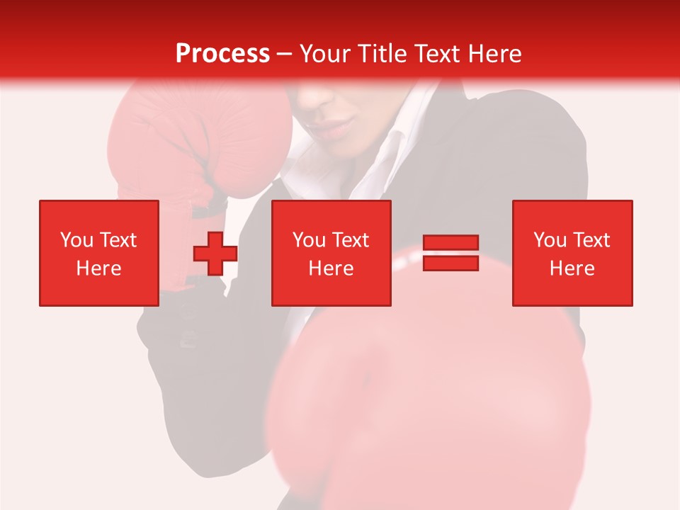 Portrait Of Beautiful And Young Business Woman Wearing Boxing Gloves PowerPoint Template