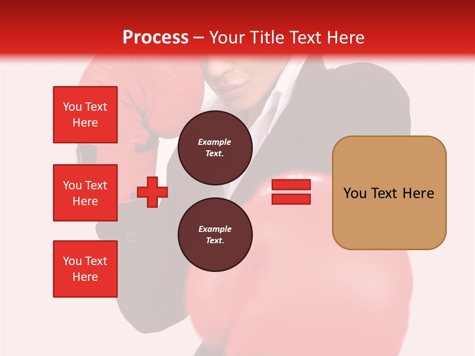 Portrait Of Beautiful And Young Business Woman Wearing Boxing Gloves PowerPoint Template