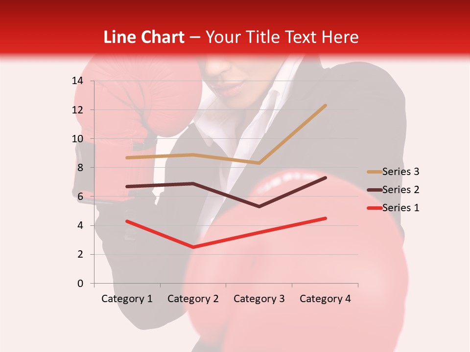 Portrait Of Beautiful And Young Business Woman Wearing Boxing Gloves PowerPoint Template