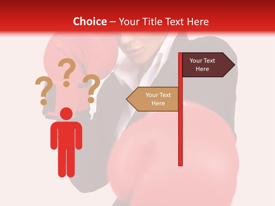 Portrait Of Beautiful And Young Business Woman Wearing Boxing Gloves PowerPoint Template