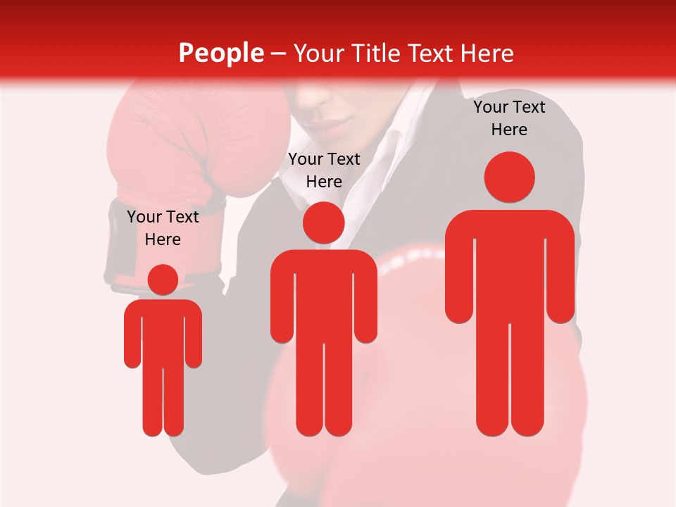 Portrait Of Beautiful And Young Business Woman Wearing Boxing Gloves PowerPoint Template