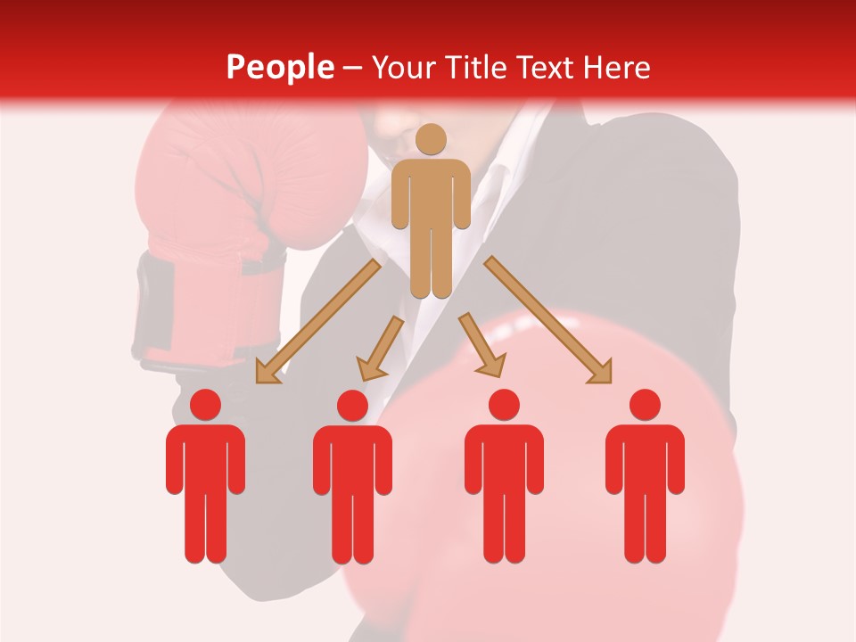 Portrait Of Beautiful And Young Business Woman Wearing Boxing Gloves PowerPoint Template