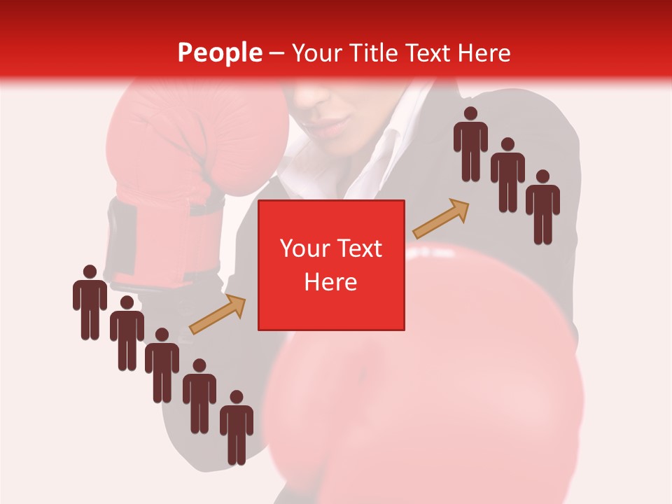 Portrait Of Beautiful And Young Business Woman Wearing Boxing Gloves PowerPoint Template