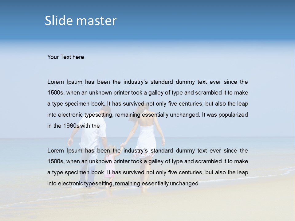 View Of Young Family Having Fun On The Beach PowerPoint Template