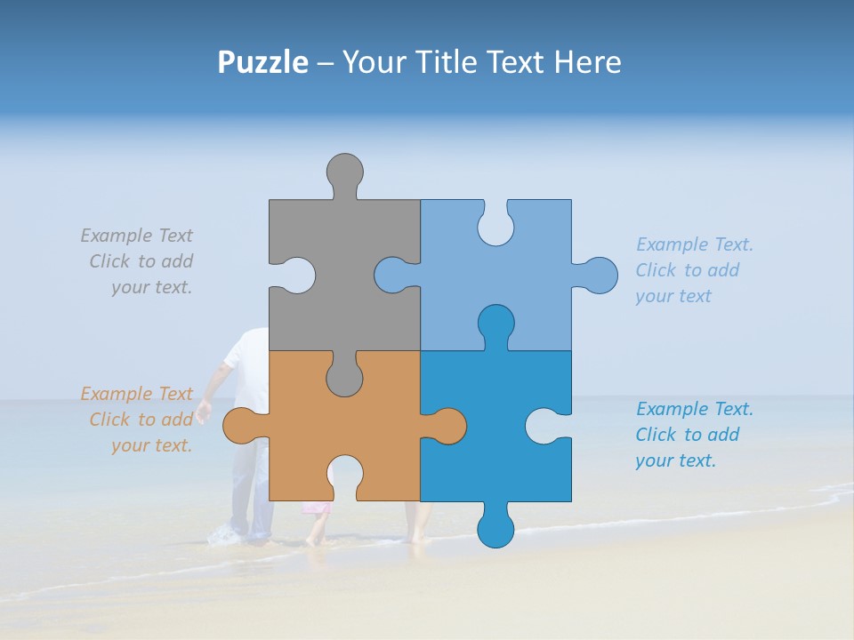 View Of Young Family Having Fun On The Beach PowerPoint Template