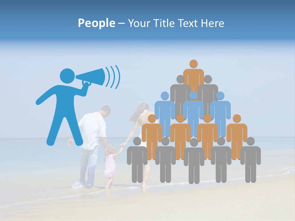 View Of Young Family Having Fun On The Beach PowerPoint Template