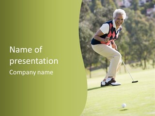 Woman Playing A Game Of Golf PowerPoint Template