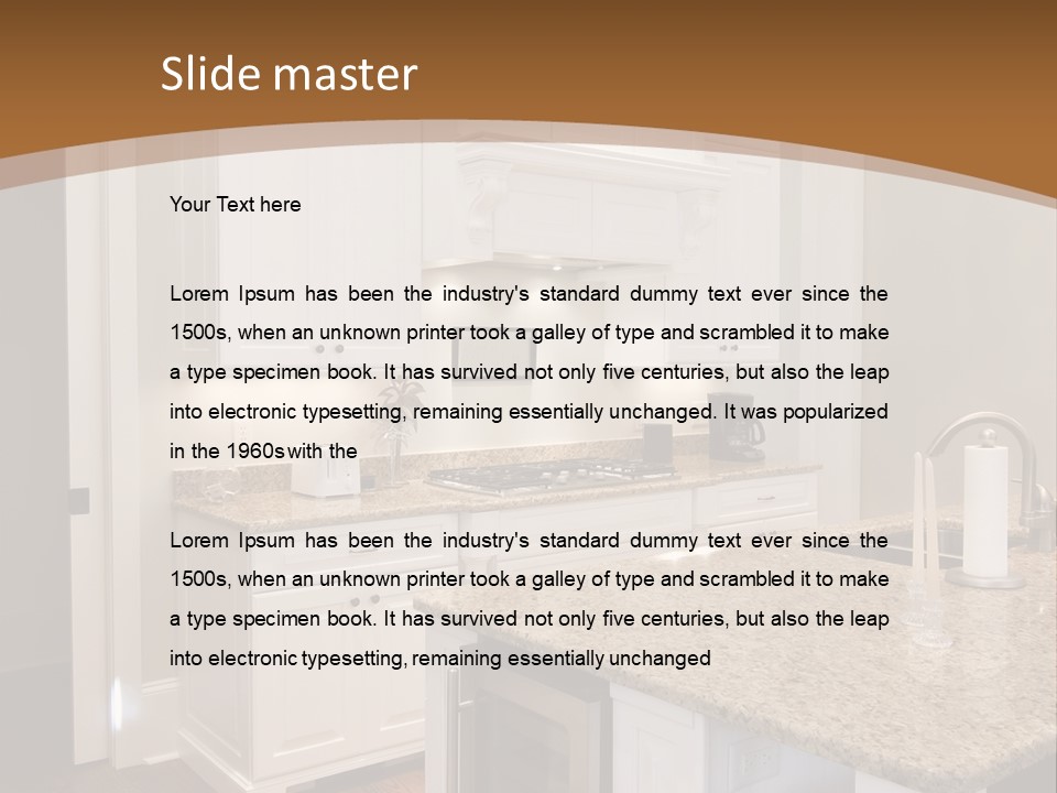 Opulent White Kitchen With Granite Countertops And Wine Fridge PowerPoint Template