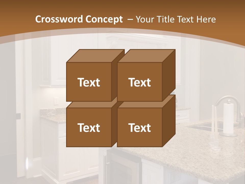 Opulent White Kitchen With Granite Countertops And Wine Fridge PowerPoint Template