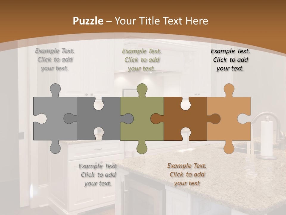 Opulent White Kitchen With Granite Countertops And Wine Fridge PowerPoint Template