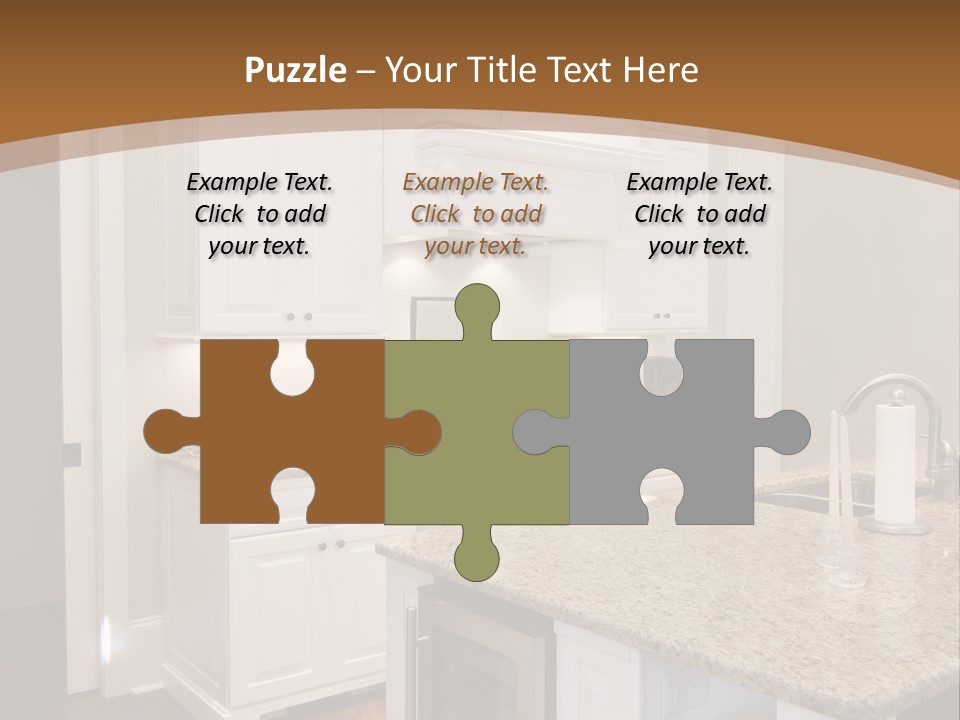 Opulent White Kitchen With Granite Countertops And Wine Fridge PowerPoint Template