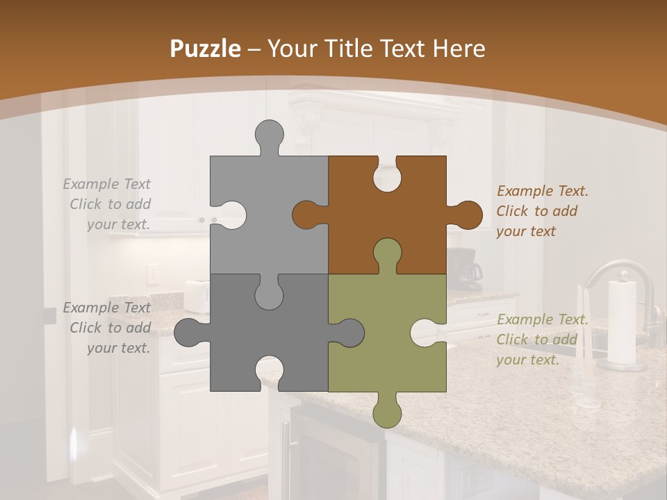 Opulent White Kitchen With Granite Countertops And Wine Fridge PowerPoint Template