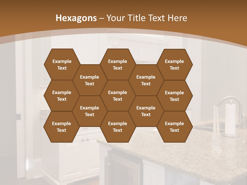 Opulent White Kitchen With Granite Countertops And Wine Fridge PowerPoint Template