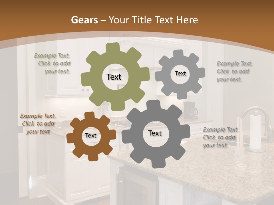 Opulent White Kitchen With Granite Countertops And Wine Fridge PowerPoint Template