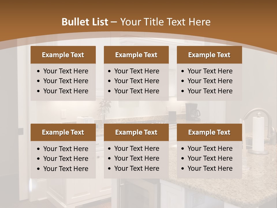 Opulent White Kitchen With Granite Countertops And Wine Fridge PowerPoint Template