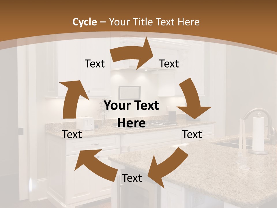 Opulent White Kitchen With Granite Countertops And Wine Fridge PowerPoint Template