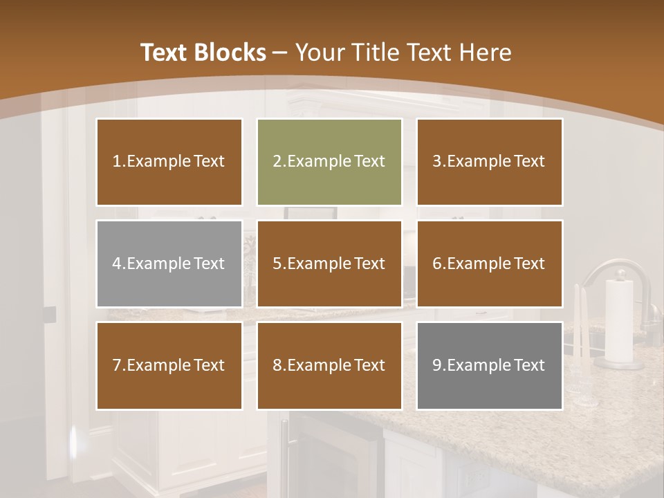 Opulent White Kitchen With Granite Countertops And Wine Fridge PowerPoint Template