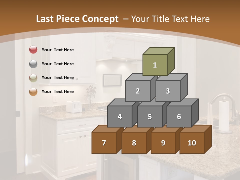 Opulent White Kitchen With Granite Countertops And Wine Fridge PowerPoint Template