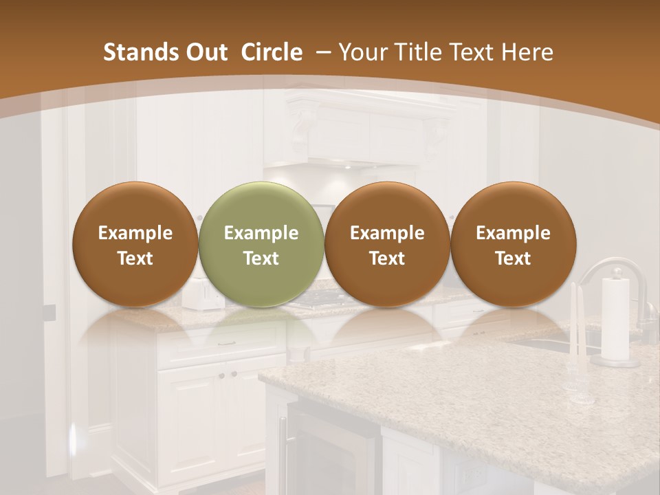 Opulent White Kitchen With Granite Countertops And Wine Fridge PowerPoint Template