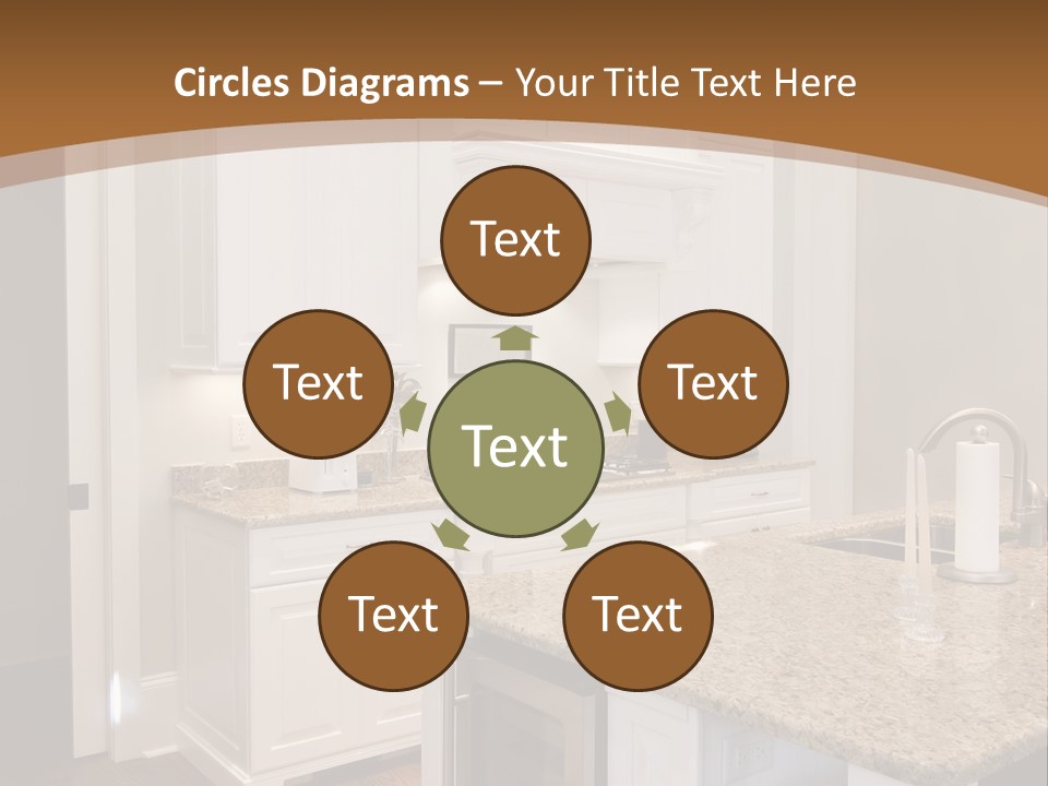 Opulent White Kitchen With Granite Countertops And Wine Fridge PowerPoint Template