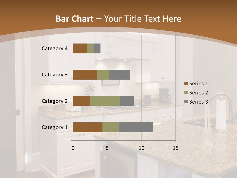 Opulent White Kitchen With Granite Countertops And Wine Fridge PowerPoint Template